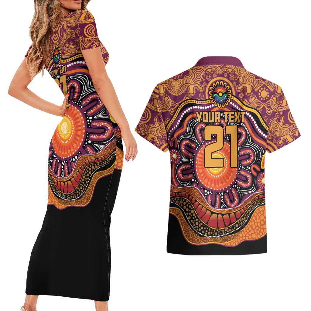 Custom Broncos Honouring First Nations Couples Matching Short Sleeve Bodycon Dress and Hawaiian Shirt NAIDOC 2026 Deadly 50 Years