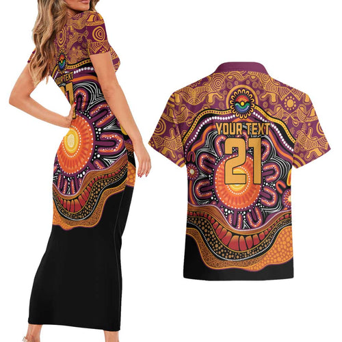 Custom Broncos Honouring First Nations Couples Matching Short Sleeve Bodycon Dress and Hawaiian Shirt NAIDOC 2026 Deadly 50 Years