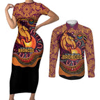 Custom Broncos Honouring First Nations Couples Matching Short Sleeve Bodycon Dress and Long Sleeve Button Shirt NAIDOC 2026 Deadly 50 Years