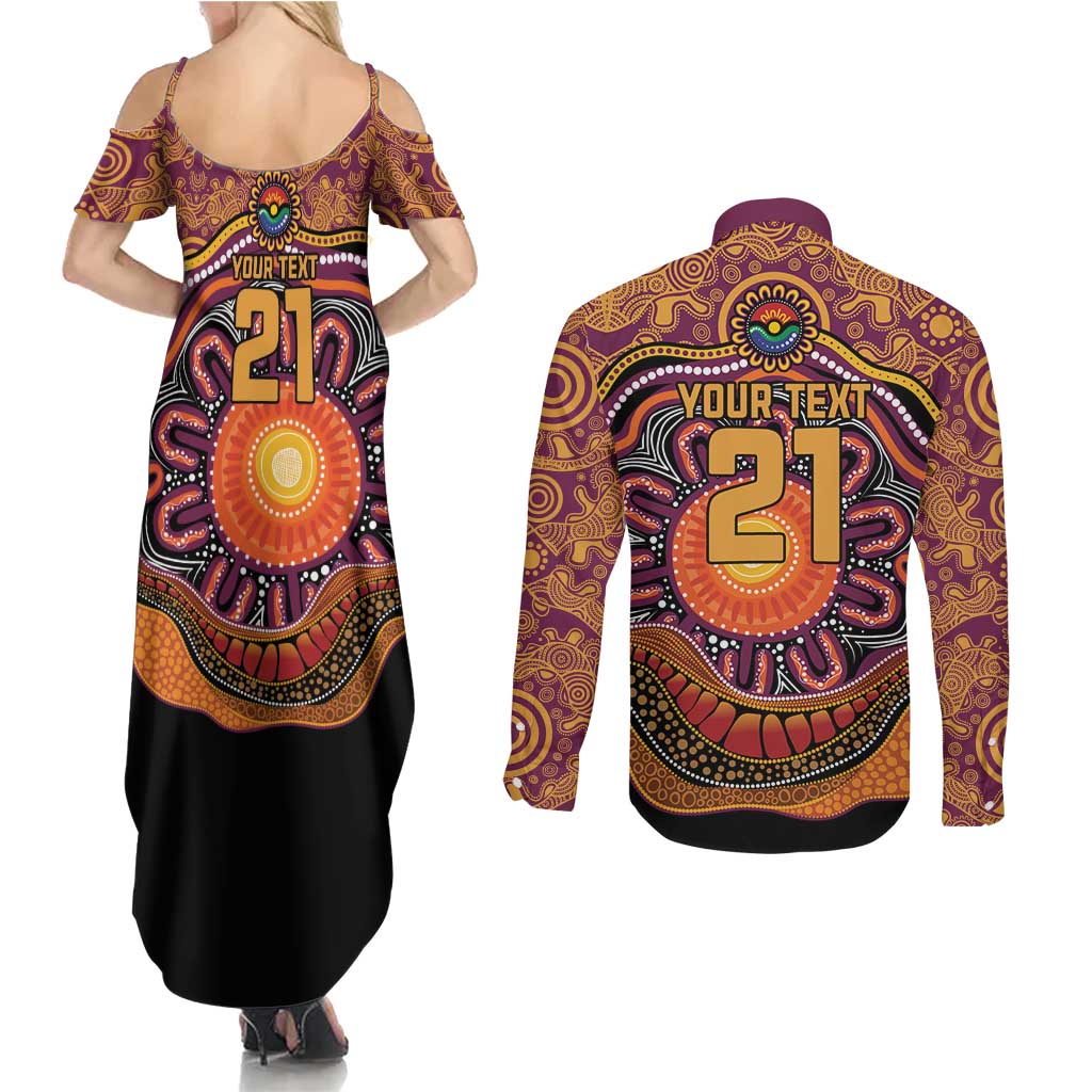 Custom Broncos Honouring First Nations Couples Matching Summer Maxi Dress and Long Sleeve Button Shirt NAIDOC 2026 Deadly 50 Years
