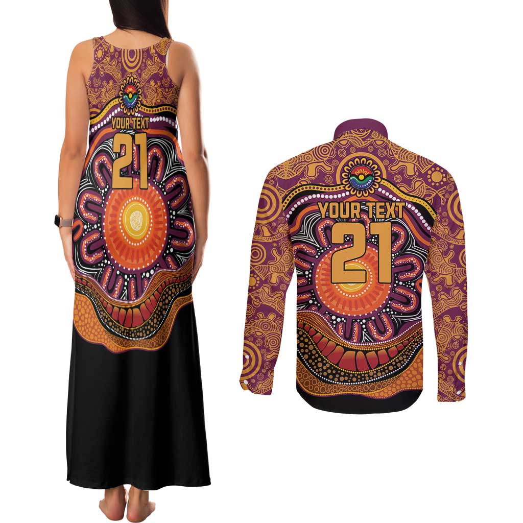 Custom Broncos Honouring First Nations Couples Matching Tank Maxi Dress and Long Sleeve Button Shirt NAIDOC 2026 Deadly 50 Years
