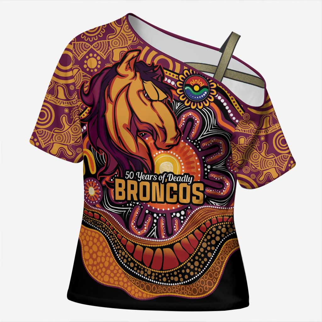 Custom Broncos Honouring First Nations Cross Shoulder Shirt NAIDOC 2026 Deadly 50 Years