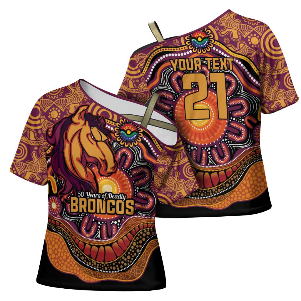 Custom Broncos Honouring First Nations Cross Shoulder Shirt NAIDOC 2026 Deadly 50 Years