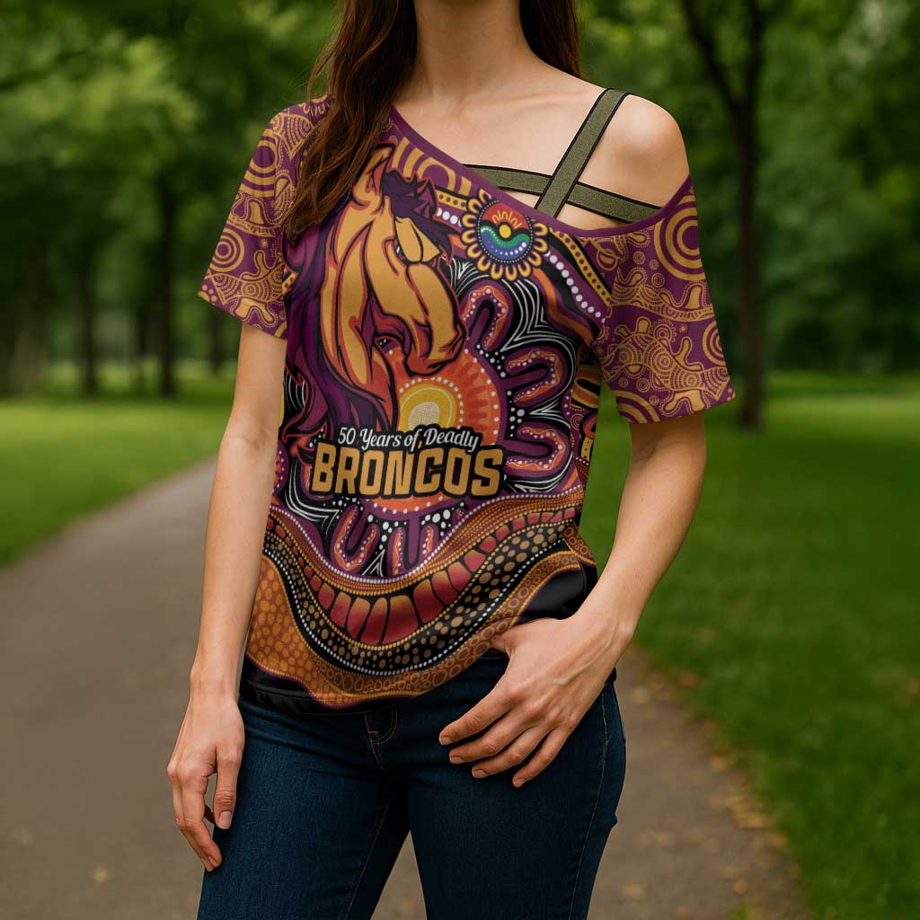 Custom Broncos Honouring First Nations Cross Shoulder Shirt NAIDOC 2026 Deadly 50 Years