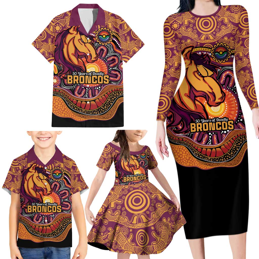 Custom Broncos Honouring First Nations Family Matching Long Sleeve Bodycon Dress and Hawaiian Shirt NAIDOC 2026 Deadly 50 Years