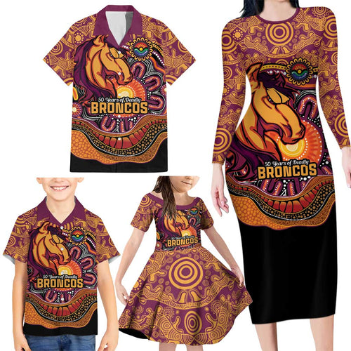 Custom Broncos Honouring First Nations Family Matching Long Sleeve Bodycon Dress and Hawaiian Shirt NAIDOC 2026 Deadly 50 Years