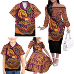 Custom Broncos Honouring First Nations Family Matching Off The Shoulder Long Sleeve Dress and Hawaiian Shirt NAIDOC 2026 Deadly 50 Years