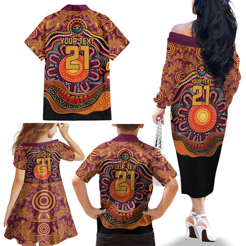 Custom Broncos Honouring First Nations Family Matching Off The Shoulder Long Sleeve Dress and Hawaiian Shirt NAIDOC 2026 Deadly 50 Years