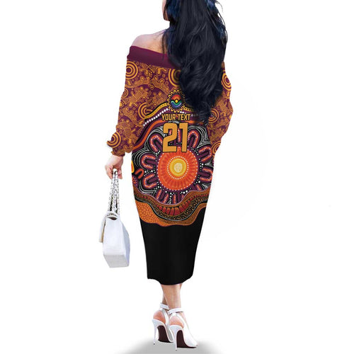 Custom Broncos Honouring First Nations Family Matching Off The Shoulder Long Sleeve Dress and Hawaiian Shirt NAIDOC 2026 Deadly 50 Years