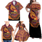 Custom Broncos Honouring First Nations Family Matching Off Shoulder Maxi Dress and Hawaiian Shirt NAIDOC 2026 Deadly 50 Years
