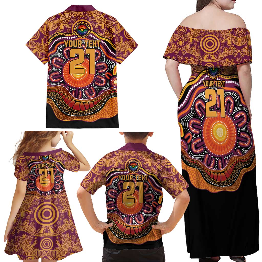 Custom Broncos Honouring First Nations Family Matching Off Shoulder Maxi Dress and Hawaiian Shirt NAIDOC 2026 Deadly 50 Years