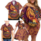 Custom Broncos Honouring First Nations Family Matching Off Shoulder Short Dress and Hawaiian Shirt NAIDOC 2026 Deadly 50 Years