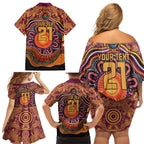 Custom Broncos Honouring First Nations Family Matching Off Shoulder Short Dress and Hawaiian Shirt NAIDOC 2026 Deadly 50 Years