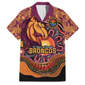 Custom Broncos Honouring First Nations Family Matching Off Shoulder Short Dress and Hawaiian Shirt NAIDOC 2026 Deadly 50 Years
