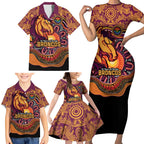 Custom Broncos Honouring First Nations Family Matching Short Sleeve Bodycon Dress and Hawaiian Shirt NAIDOC 2026 Deadly 50 Years