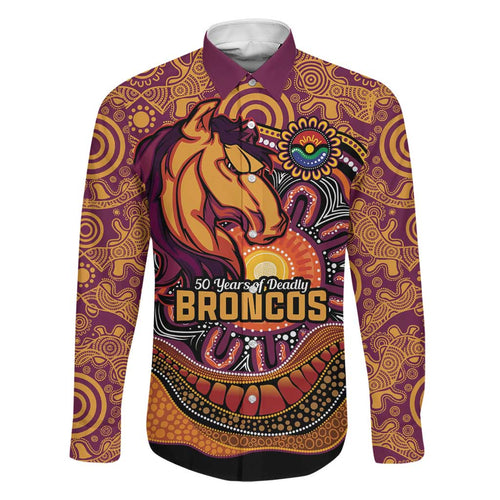 Custom Broncos Honouring First Nations Family Matching Short Sleeve Bodycon Dress and Hawaiian Shirt NAIDOC 2026 Deadly 50 Years