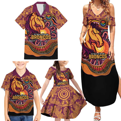 Custom Broncos Honouring First Nations Family Matching Summer Maxi Dress and Hawaiian Shirt NAIDOC 2026 Deadly 50 Years