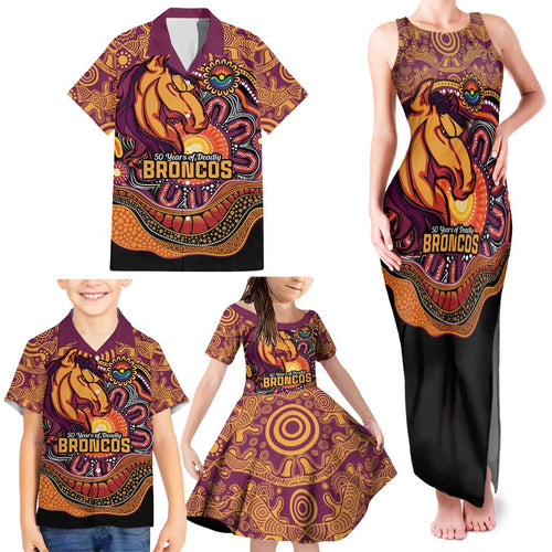Custom Broncos Honouring First Nations Family Matching Tank Maxi Dress and Hawaiian Shirt NAIDOC 2026 Deadly 50 Years