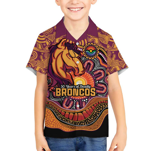 Custom Broncos Honouring First Nations Family Matching Tank Maxi Dress and Hawaiian Shirt NAIDOC 2026 Deadly 50 Years