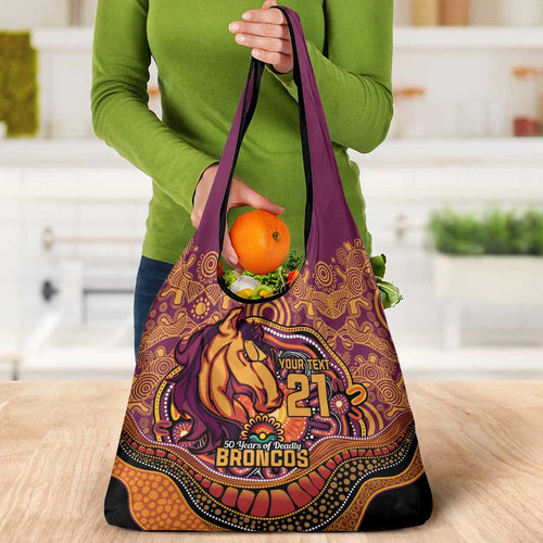 Custom Broncos Honouring First Nations Grocery Bag NAIDOC 2026 Deadly 50 Years