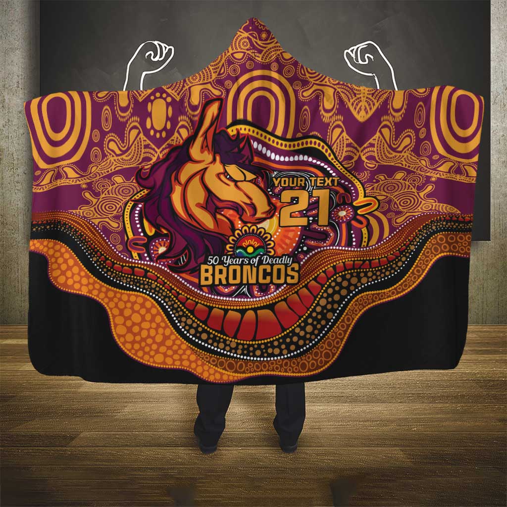 Custom Broncos Honouring First Nations Hooded Blanket NAIDOC 2026 Deadly 50 Years