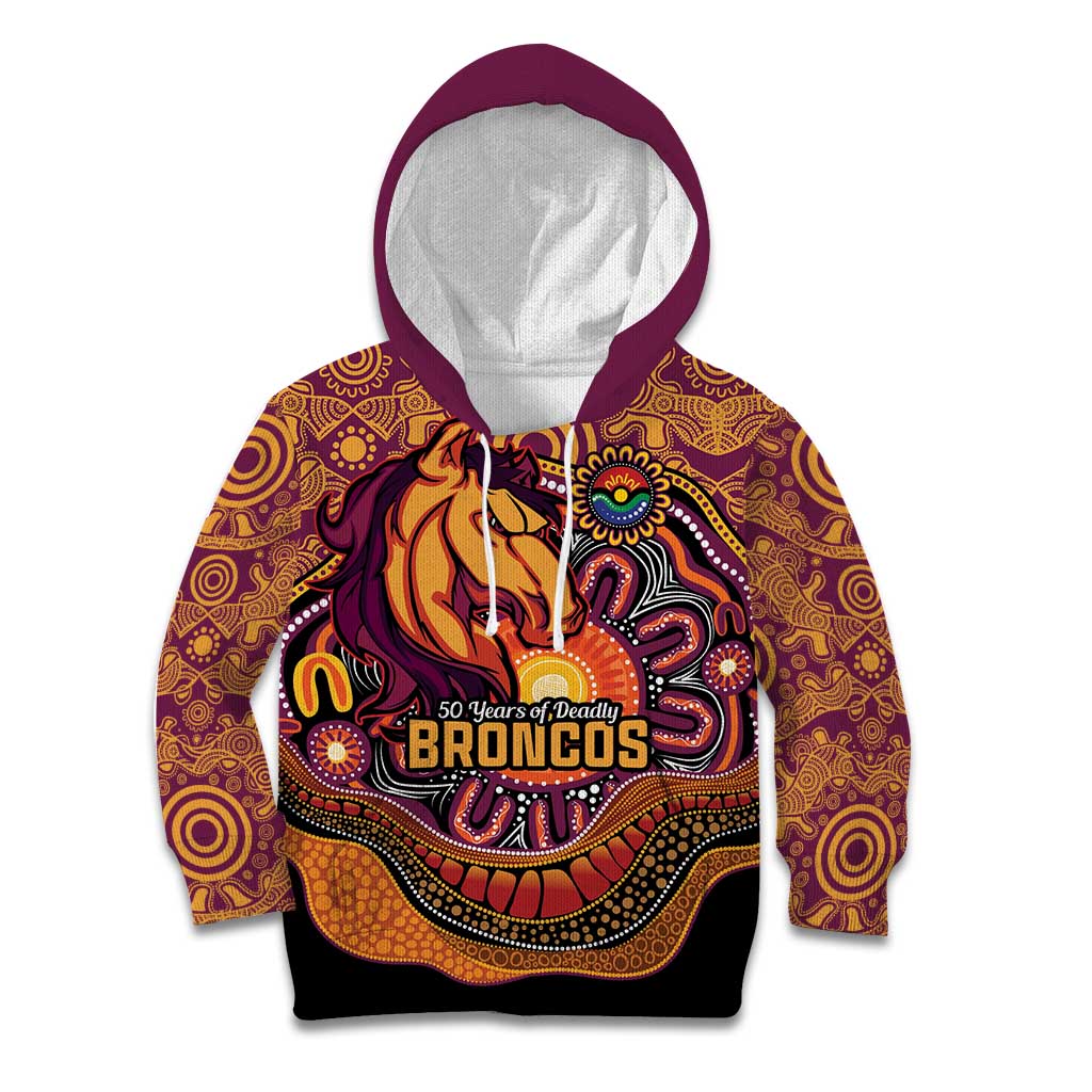 Custom Broncos Honouring First Nations Kid Hoodie NAIDOC 2026 Deadly 50 Years