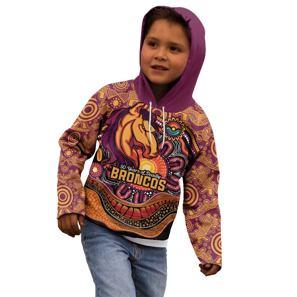 Custom Broncos Honouring First Nations Kid Hoodie NAIDOC 2026 Deadly 50 Years