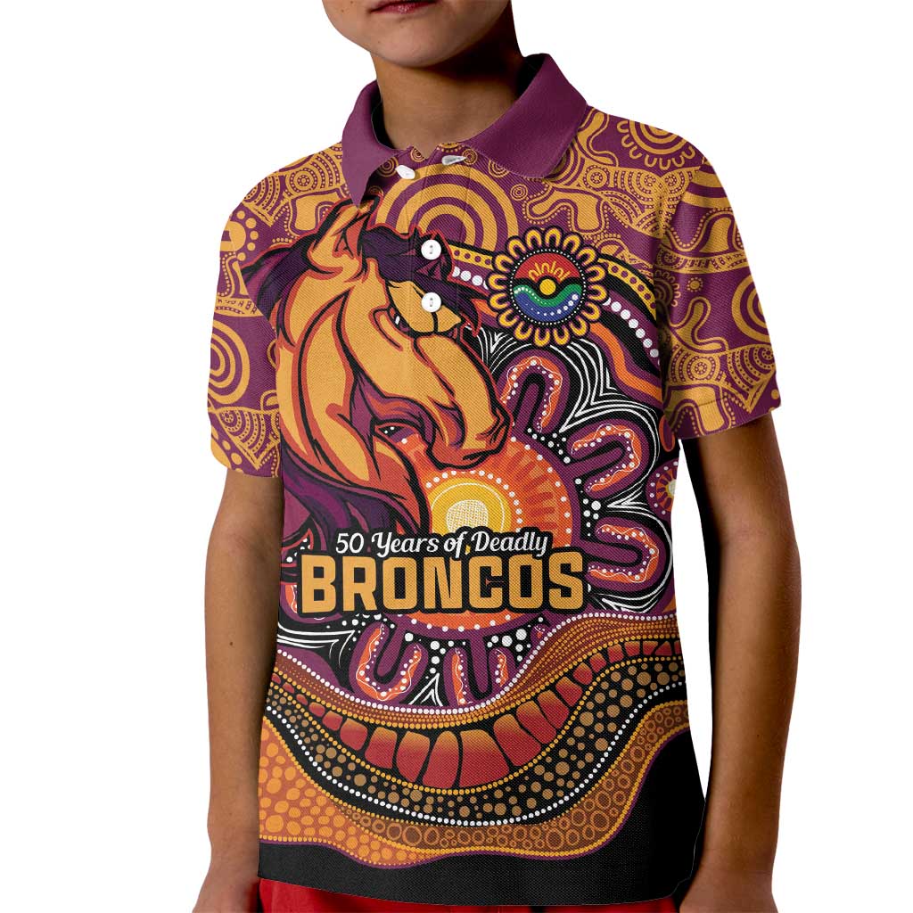 Custom Broncos Honouring First Nations Kid Polo Shirt NAIDOC 2026 Deadly 50 Years