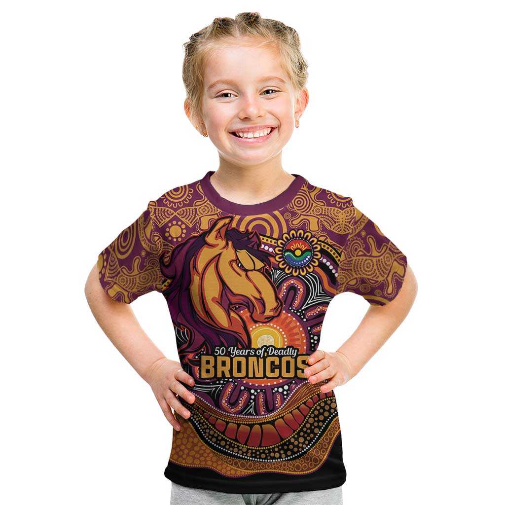 Custom Broncos Honouring First Nations Kid T Shirt NAIDOC 2026 Deadly 50 Years