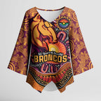 Custom Broncos Honouring First Nations Kimono Sleeve Blouse NAIDOC 2026 Deadly 50 Years