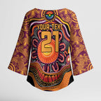 Custom Broncos Honouring First Nations Kimono Sleeve Blouse NAIDOC 2026 Deadly 50 Years