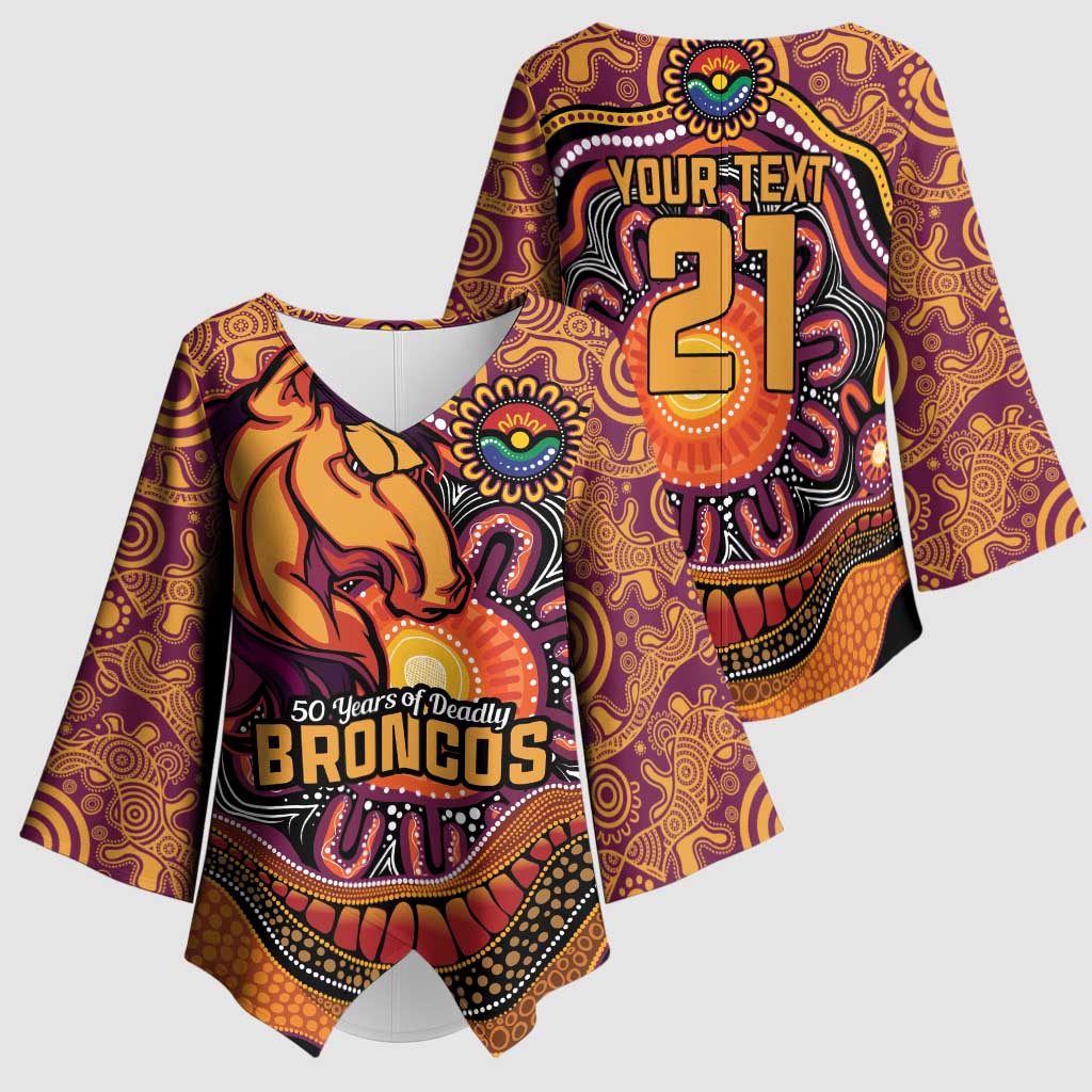 Custom Broncos Honouring First Nations Kimono Sleeve Blouse NAIDOC 2026 Deadly 50 Years