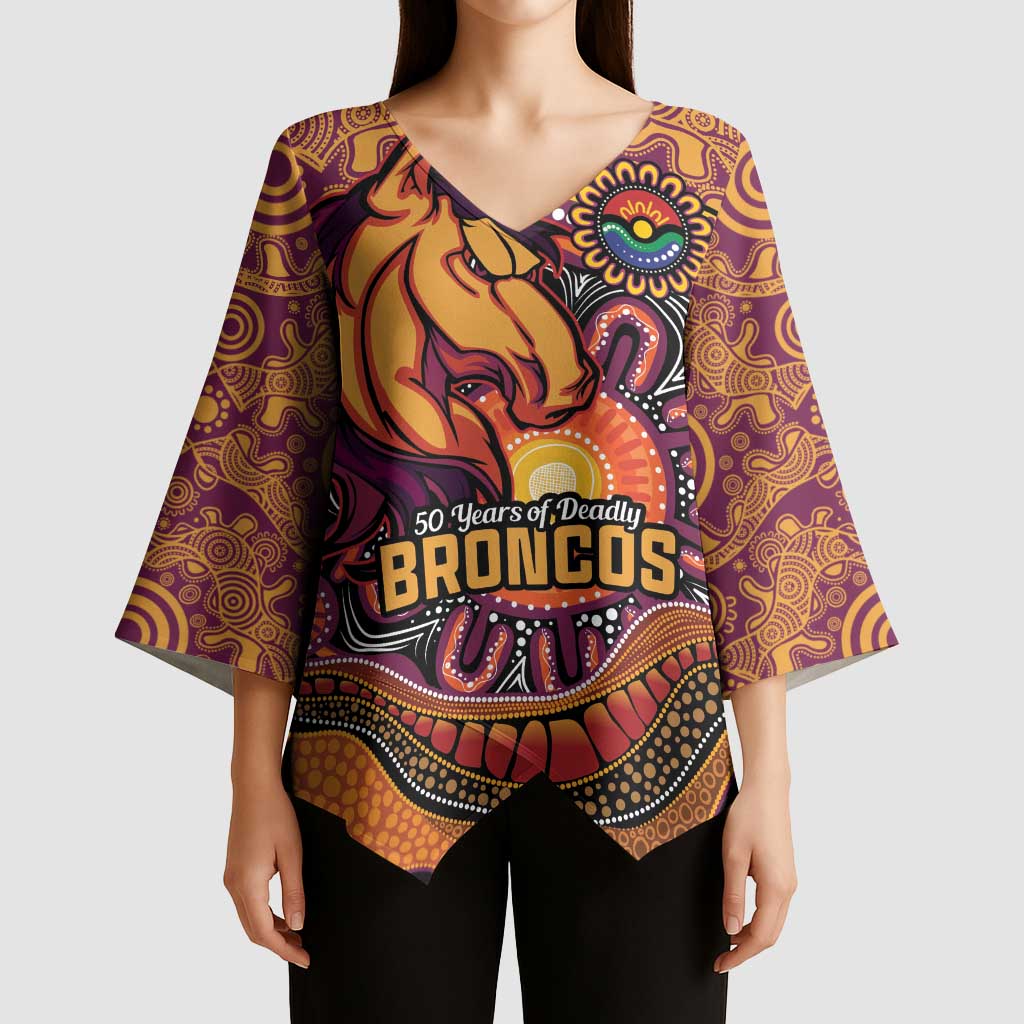 Custom Broncos Honouring First Nations Kimono Sleeve Blouse NAIDOC 2026 Deadly 50 Years