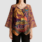 Custom Broncos Honouring First Nations Kimono Sleeve Blouse NAIDOC 2026 Deadly 50 Years