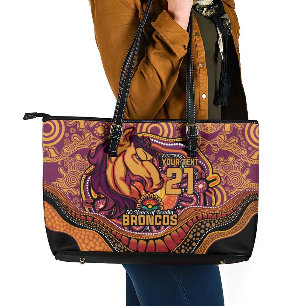 Custom Broncos Honouring First Nations Leather Tote Bag NAIDOC 2026 Deadly 50 Years