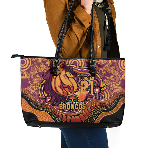 Custom Broncos Honouring First Nations Leather Tote Bag NAIDOC 2026 Deadly 50 Years