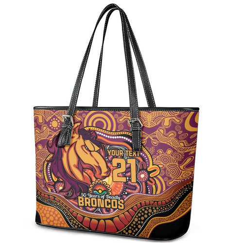 Custom Broncos Honouring First Nations Leather Tote Bag NAIDOC 2026 Deadly 50 Years