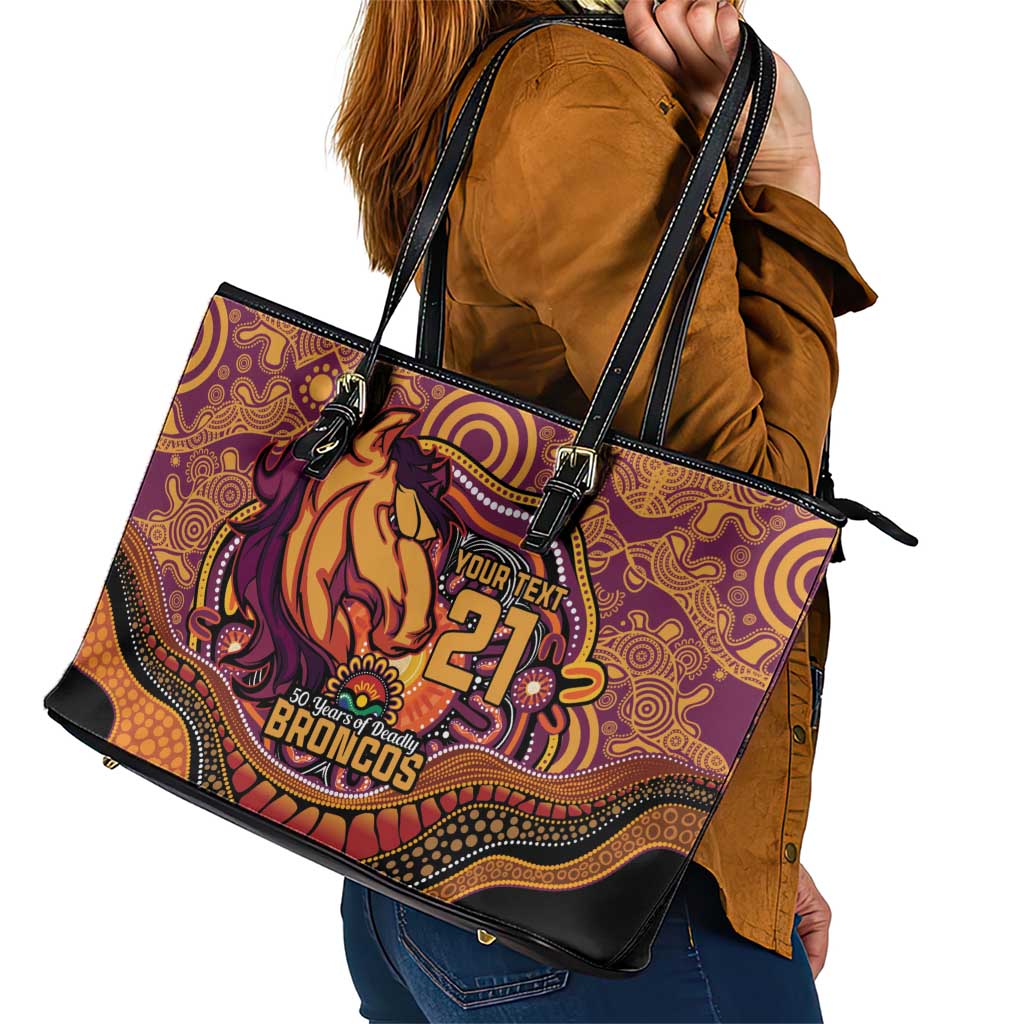 Custom Broncos Honouring First Nations Leather Tote Bag NAIDOC 2026 Deadly 50 Years