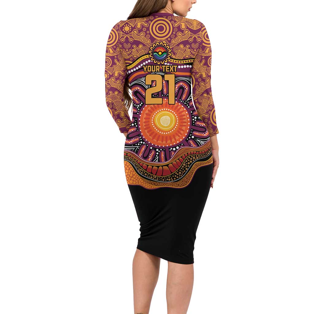Custom Broncos Honouring First Nations Long Sleeve Bodycon Dress NAIDOC 2026 Deadly 50 Years