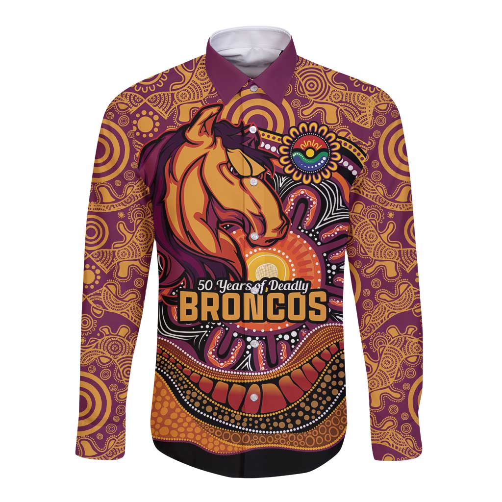 Custom Broncos Honouring First Nations Long Sleeve Button Shirt NAIDOC 2026 Deadly 50 Years