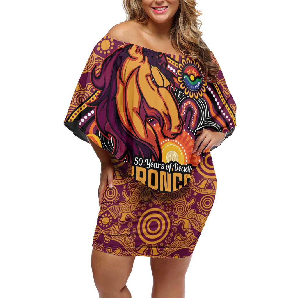 Custom Broncos Honouring First Nations Off Shoulder Short Dress NAIDOC 2026 Deadly 50 Years