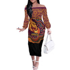 Custom Broncos Honouring First Nations Off The Shoulder Long Sleeve Dress NAIDOC 2026 Deadly 50 Years