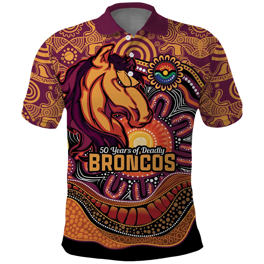 Custom Broncos Honouring First Nations Polo Shirt NAIDOC 2026 Deadly 50 Years
