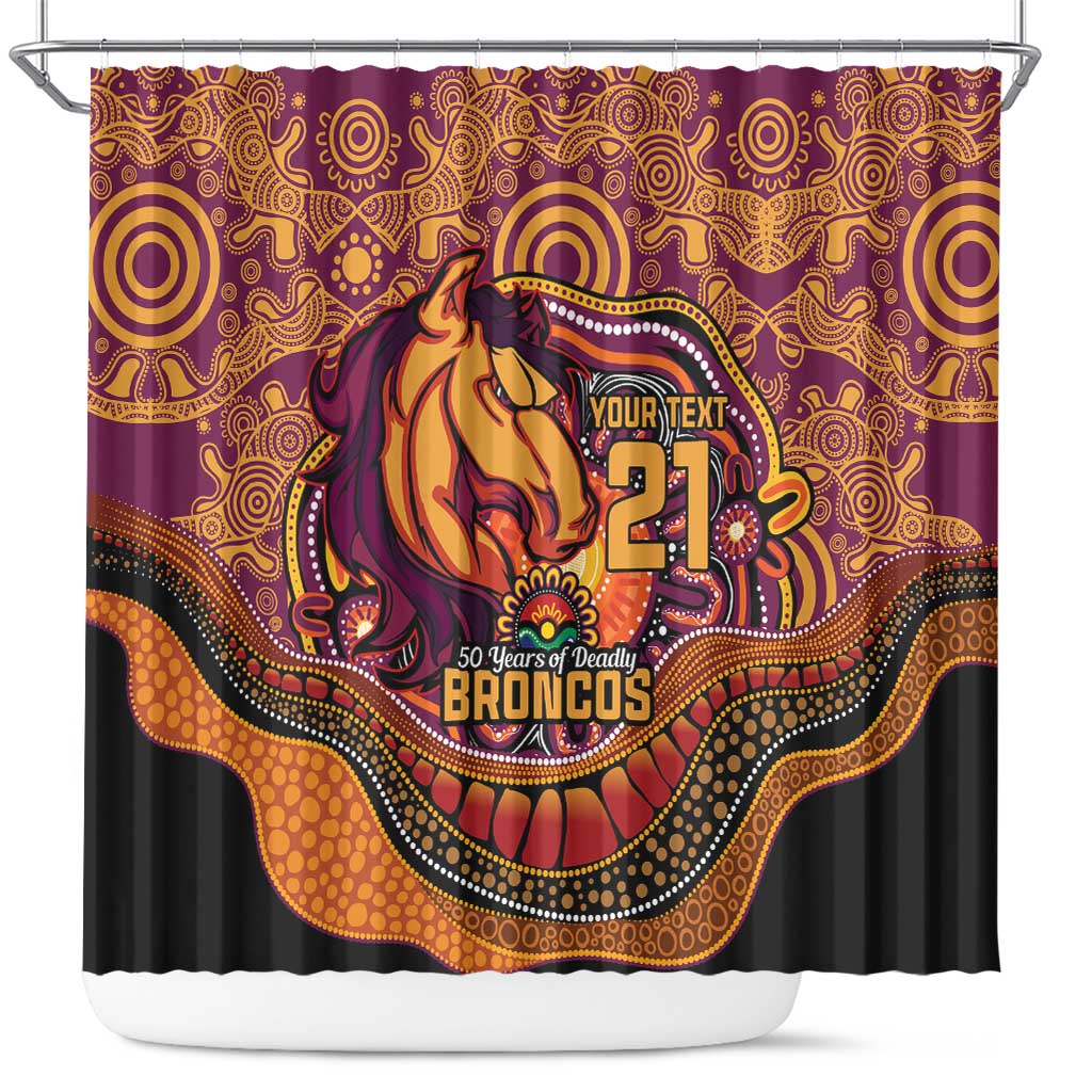 Custom Broncos Honouring First Nations Shower Curtain NAIDOC 2026 Deadly 50 Years