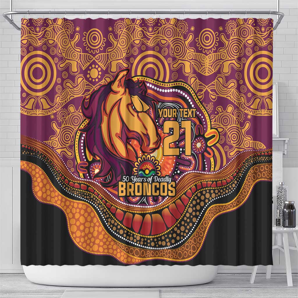 Custom Broncos Honouring First Nations Shower Curtain NAIDOC 2026 Deadly 50 Years
