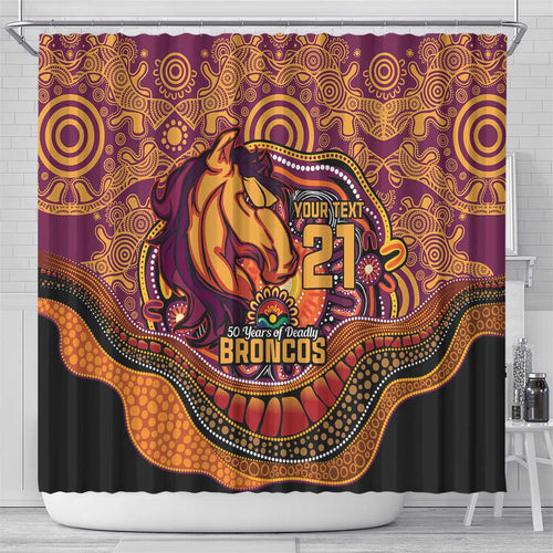 Custom Broncos Honouring First Nations Shower Curtain NAIDOC 2026 Deadly 50 Years