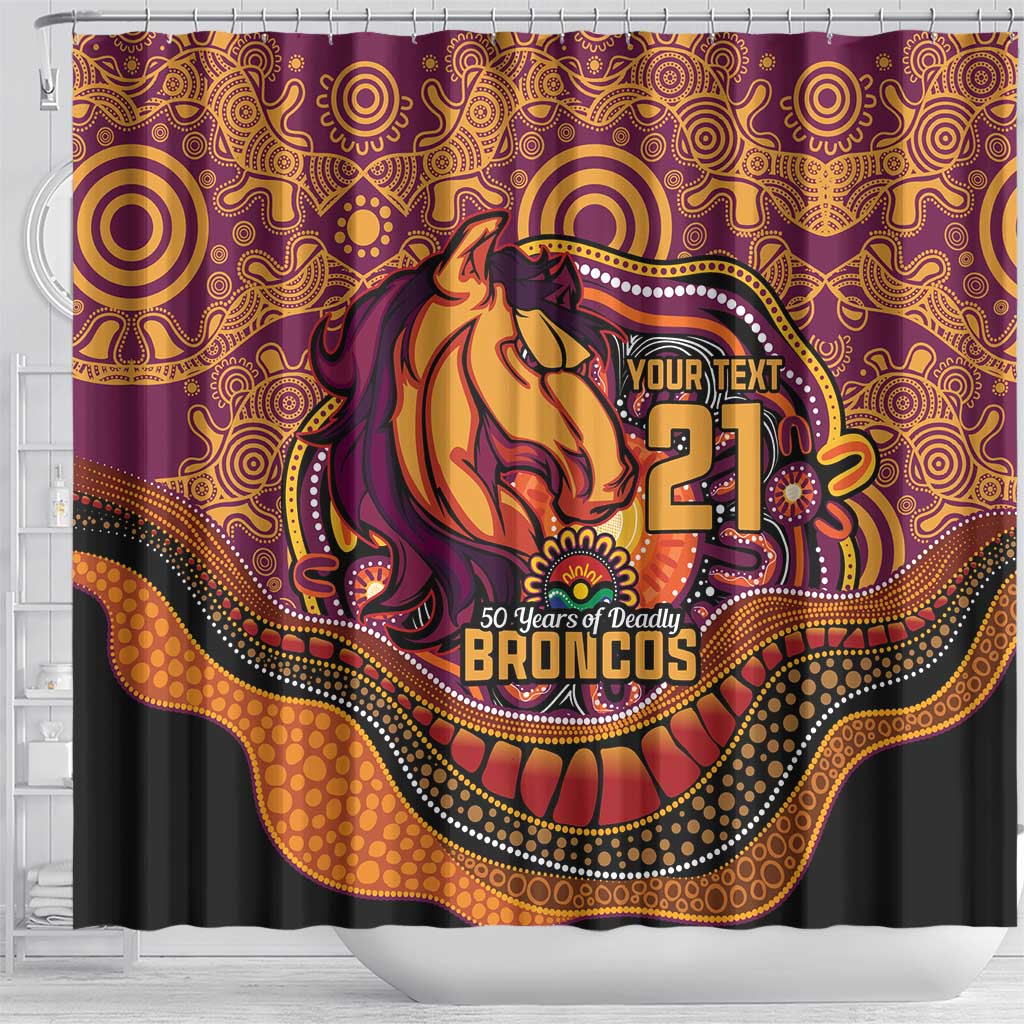 Custom Broncos Honouring First Nations Shower Curtain NAIDOC 2026 Deadly 50 Years