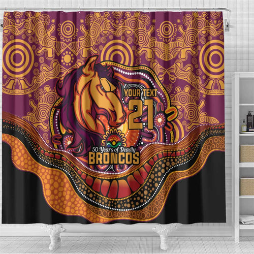 Custom Broncos Honouring First Nations Shower Curtain NAIDOC 2026 Deadly 50 Years