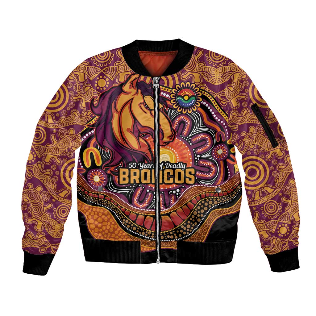 Custom Broncos Honouring First Nations Sleeve Zip Bomber Jacket NAIDOC 2026 Deadly 50 Years