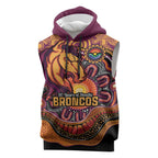 Custom Broncos Honouring First Nations Sleeveless Hoodie NAIDOC 2026 Deadly 50 Years